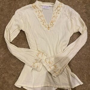 gauzy hippie embroidered top, very 70s